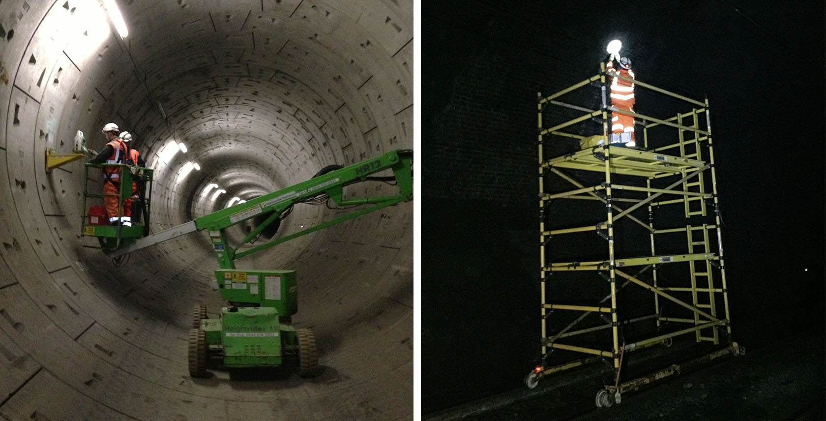 Kings Cross canal tunnels installation including a scaffold